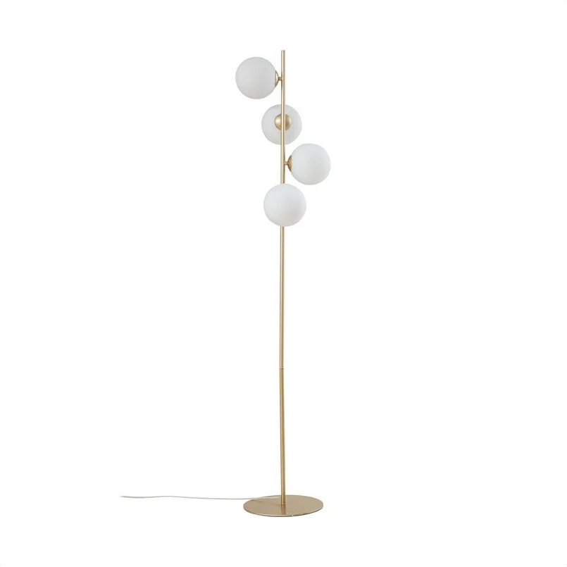 Lucande Isandro Stehleuchte Opalglas/Gold – 4-flammig