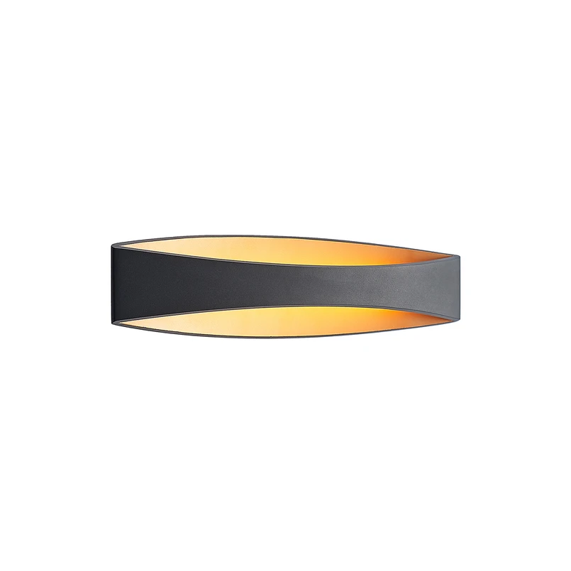 Arcchio Jelle M LED-Wandleuchte Schwarz/Gold – 43,5 cm, 3000 K